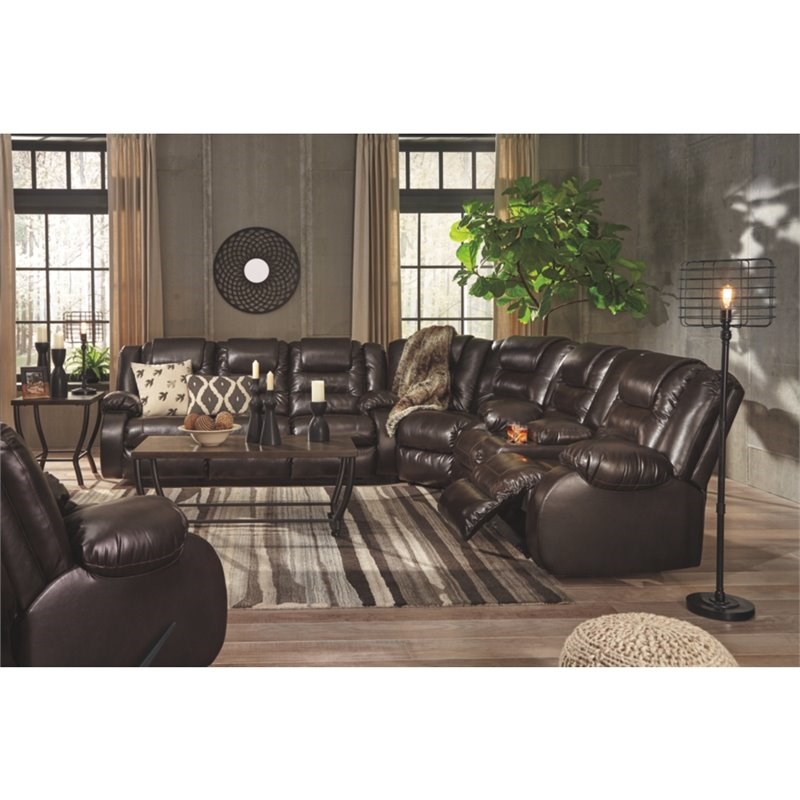 Signature Design By Ashley Vacherie Reclining Sofa In Chocolate Homesquare