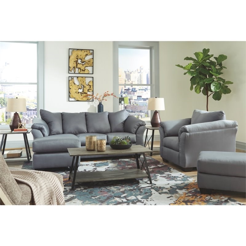 signature design by ashley darcy left facing sectional sofa in steel