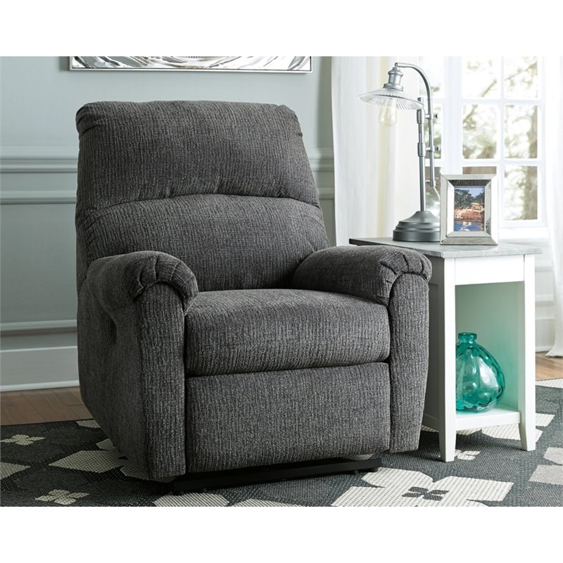 signature design by ashley mcteer power recliner in charcoal - 7591006