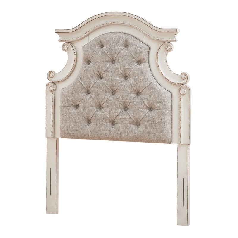 Signature Design by Ashley Realyn Twin Upholstered Panel Headboard in White