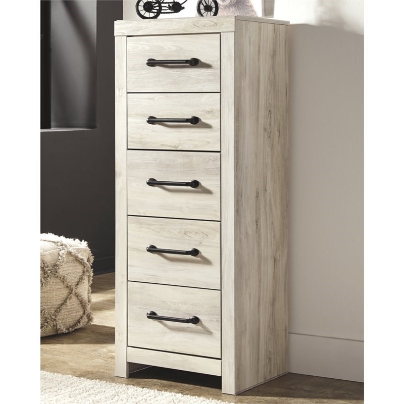 Signature Design by Ashley Cambeck Narrow 5 Drawer Chest in Whitewash