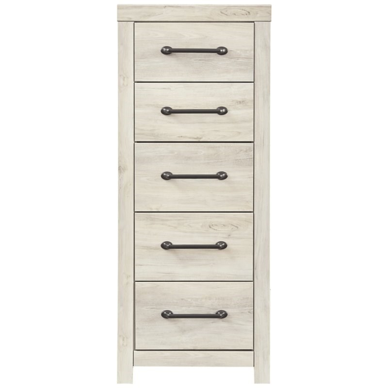 Signature Design by Ashley Cambeck Narrow 5 Drawer Chest in Whitewash