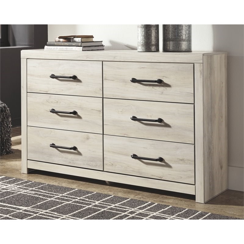 signature design by ashley cambeck 6 drawer dresser in whitewash b19231