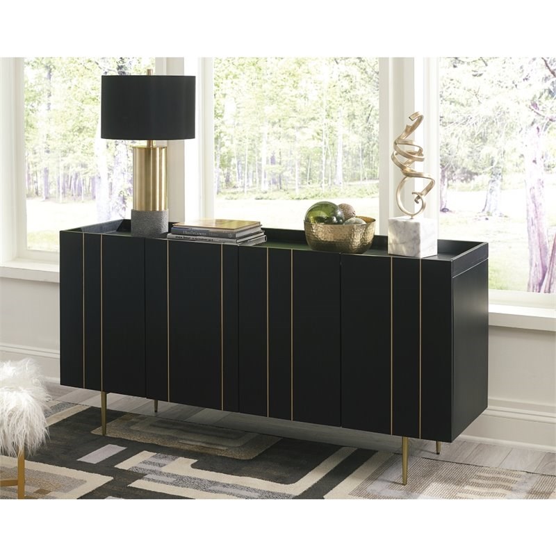 Signature Design by Ashley Brentburn Accent Cabinet in Black and Gold