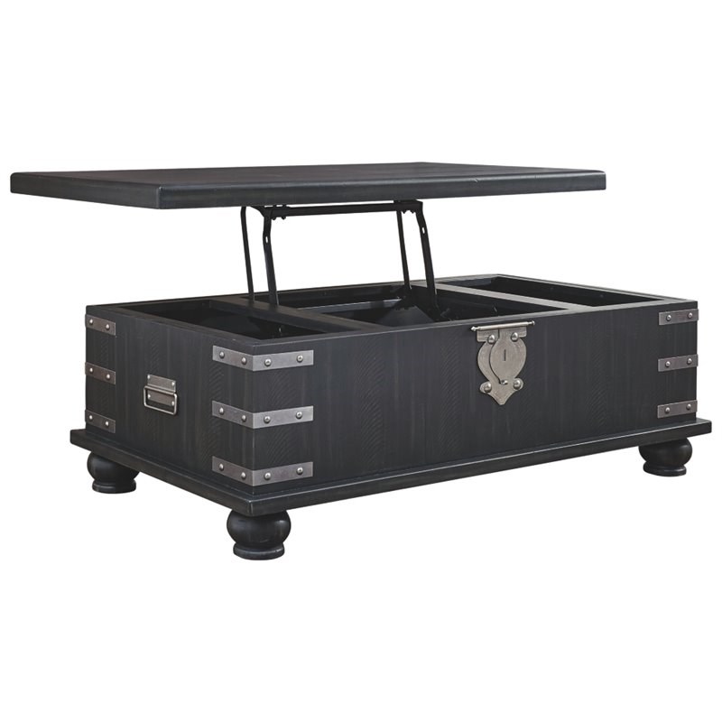 signature design by ashley delmar lift top coffee table in black t9029