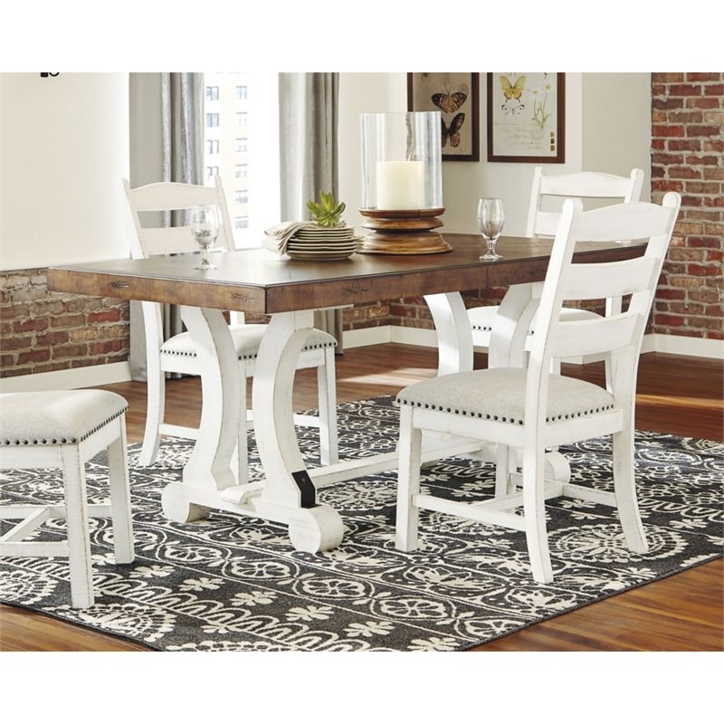 Signature Design by Ashley Valebeck Rectangular Dining Table in White and Brown