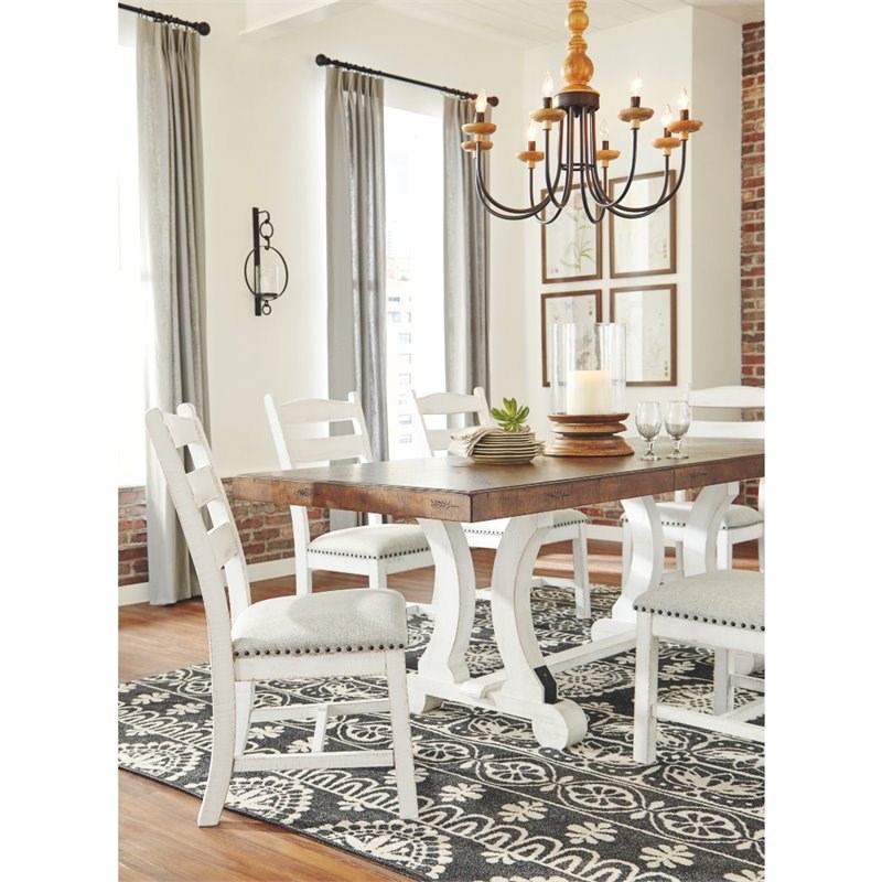 Signature Design by Ashley Valebeck Rectangular Dining Table in White and Brown