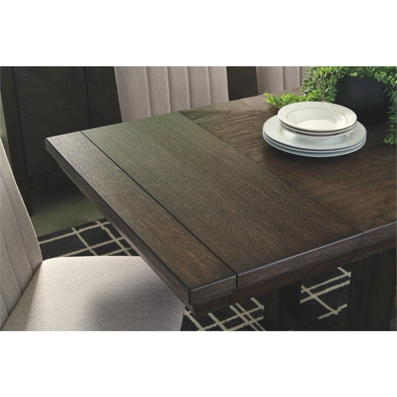 signature design by ashley dellbeck rectangular dining extension table in brown - d748-45