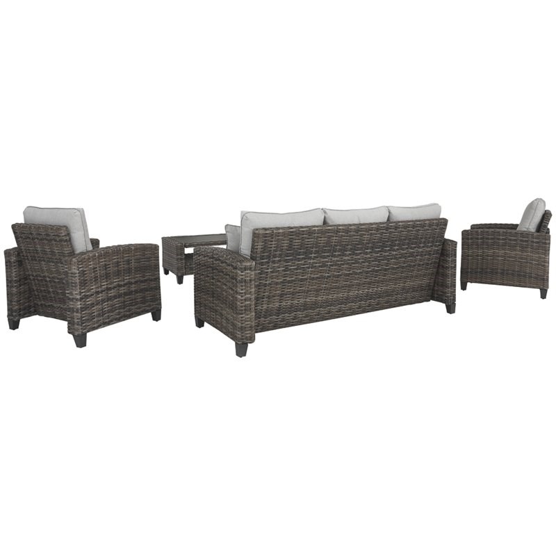Signature Design by Ashley Cloverbrooke 4 Piece Outdoor Sofa Set in Gray