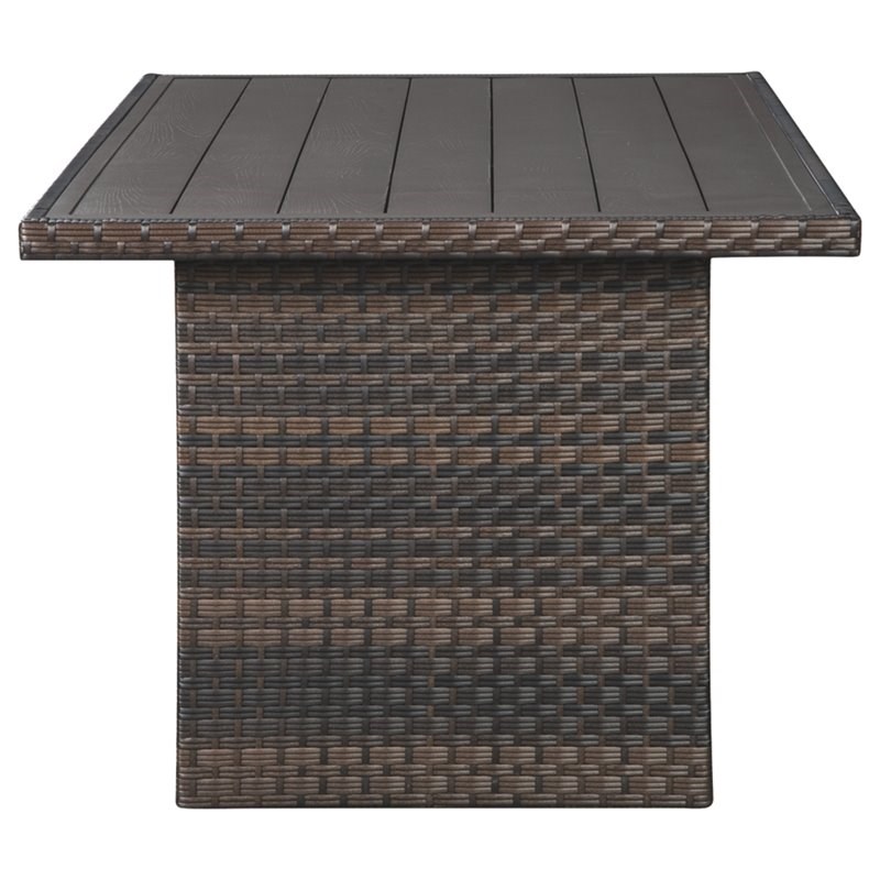 Signature Design by Ashley Easy Isle Patio Dining Table in Dark Brown and Beige