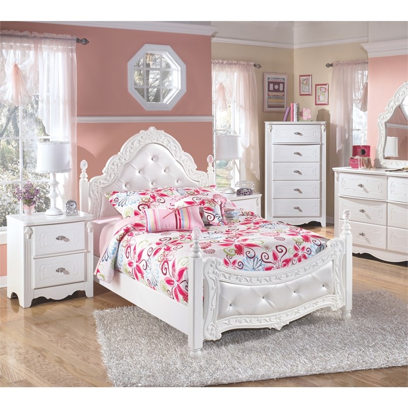 Signature Design by Ashley Exquisite Padded Poster Full Bed in White
