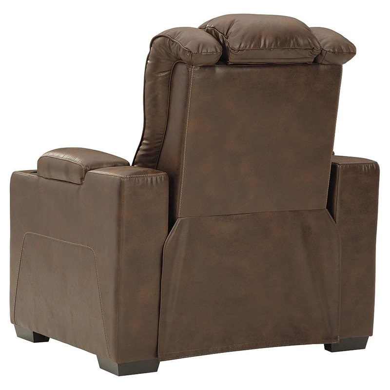 ashley furniture owner's box faux leather power recliner in thyme - 2450513
