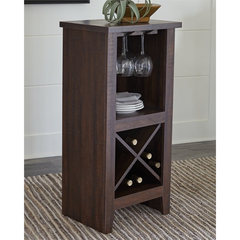 Ashley Furniture Turnley Brown Wine Cabinet | Homesquare