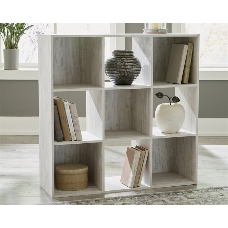 Ashley Furniture Paxberry Nine Cube Engineered Wood Organizer in White Wash