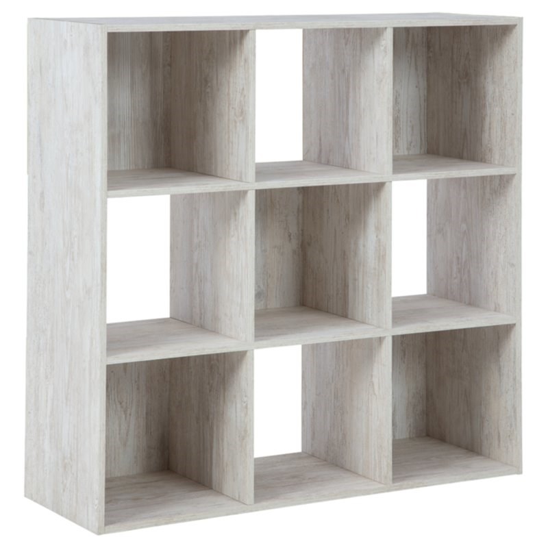 Ashley Furniture Paxberry Nine Cube Engineered Wood Organizer in White Wash