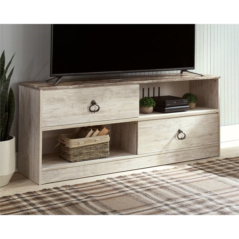 Ashley Furniture Willowton Large Engineered Wood TV Stand in White