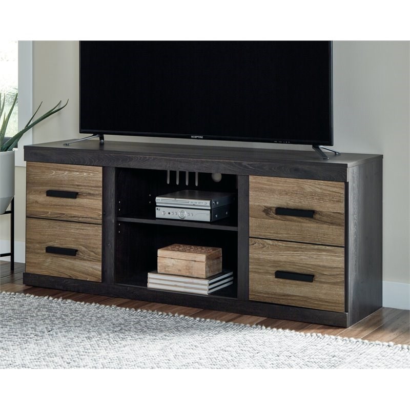 Ashley Furniture Harlinton Large Wood TV Stand with Fireplace Option in