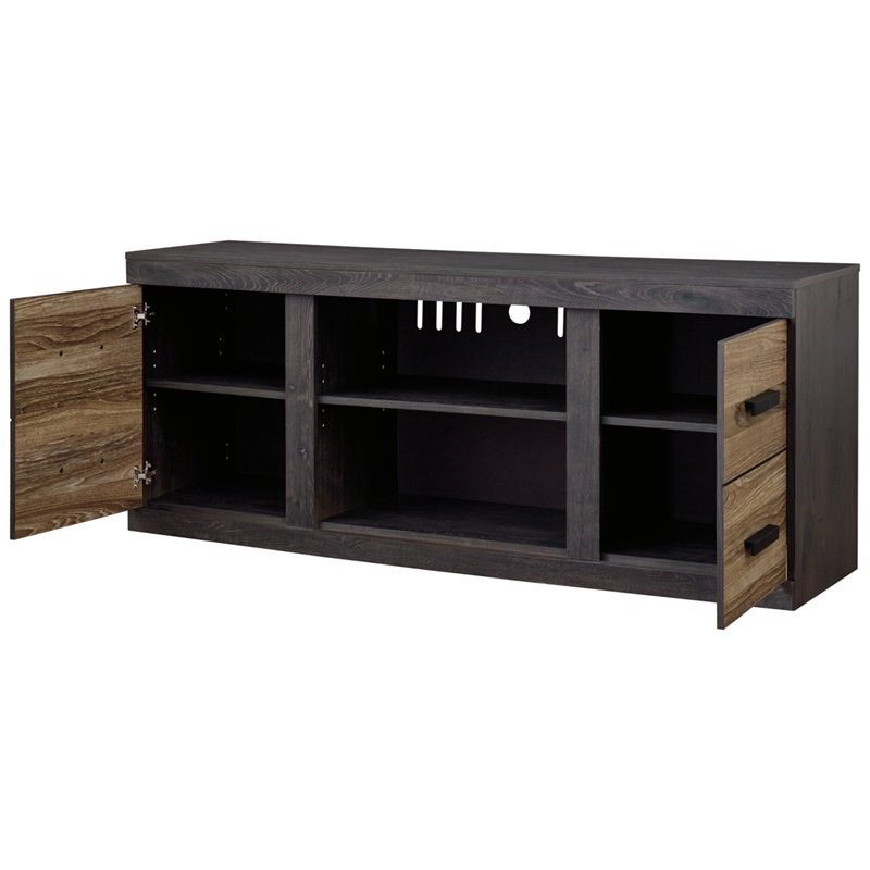Ashley Furniture Harlinton Large Wood TV Stand with Fireplace Option in