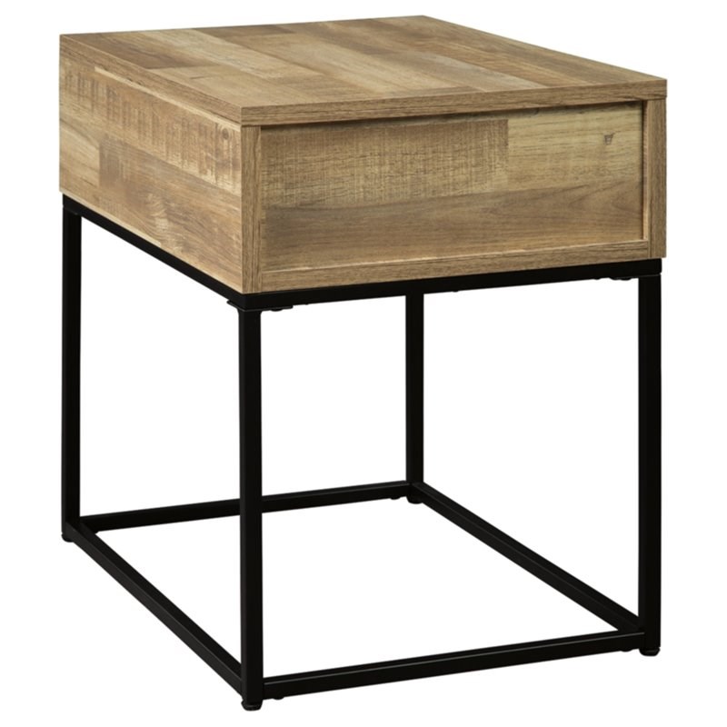 Ashley Furniture Gerdanet Rectangular Engineered Wood End Table in Natural