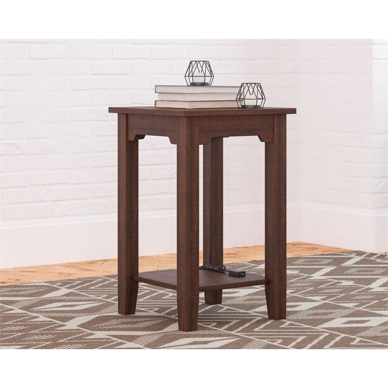 Ashley Furniture Camiburg Engineered Wood Side End Table in Warm Brown