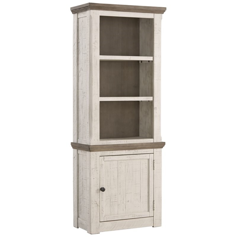 Ashley Furniture Havalance Right Wood Pier Cabinet in White Wash & Gray