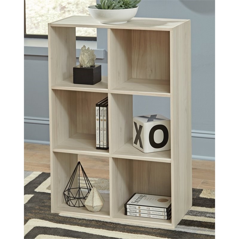 Ashley Furniture Socalle Six Cube Engineered Wood Organizer in Natural