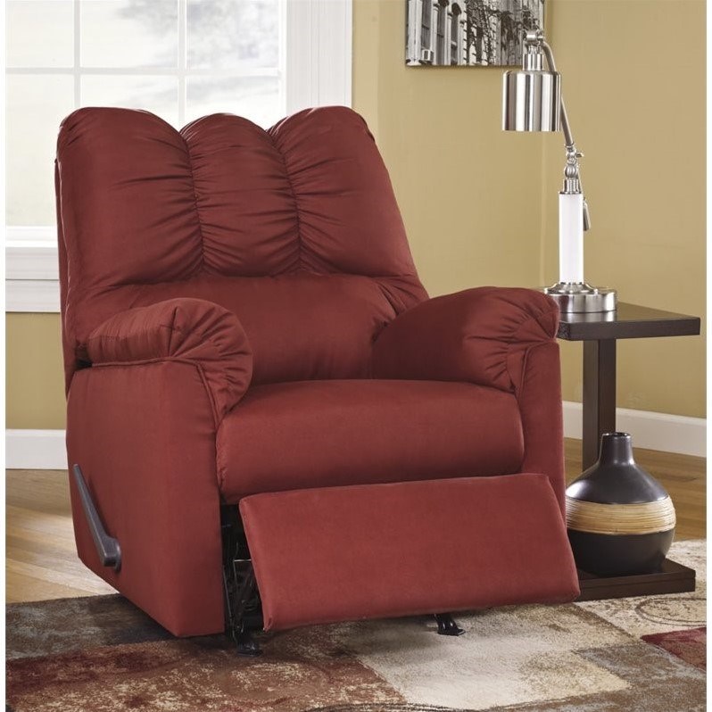 Ashley Furniture Darcy Fabric Rocker Recliner in Salsa | Homesquare