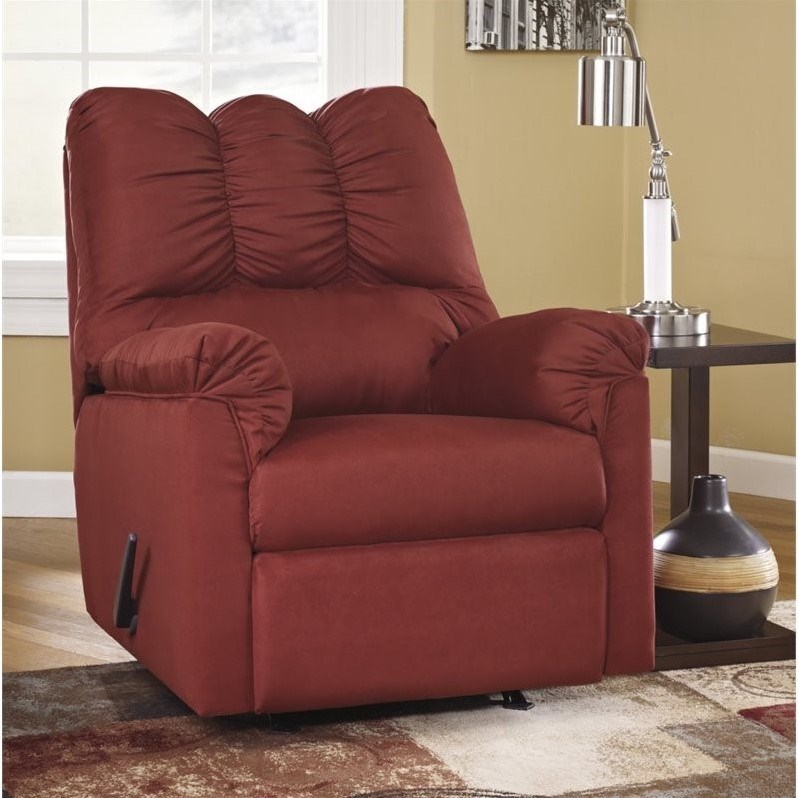 Ashley Furniture Darcy Fabric Rocker Recliner in Salsa | Homesquare