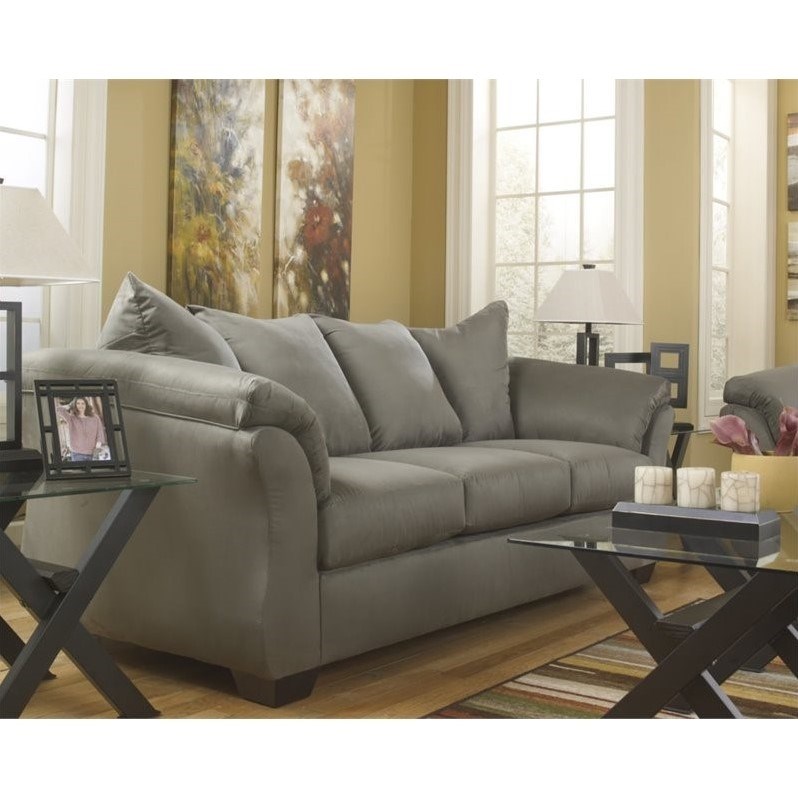 ashley furniture darcy fabric sofa in cobblestone - 7500538