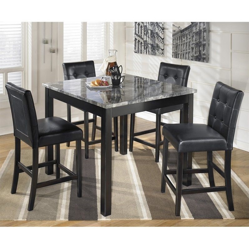 Ashley Furniture Maysville 5 Piece Square Counter Table Set in Black