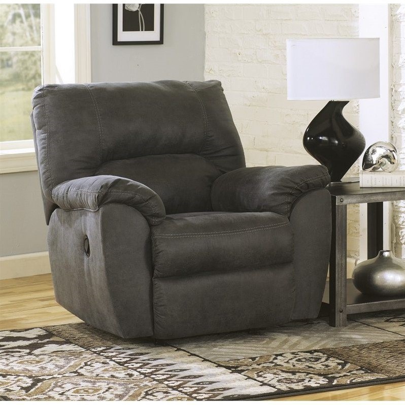 Signature Design by Ashley Tambo Fabric Rocker Recliner in Pewter