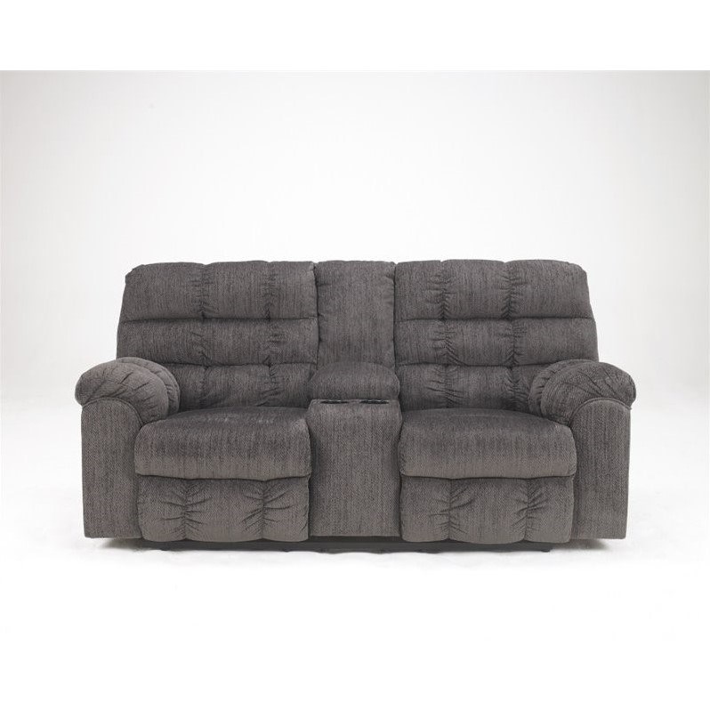 ashley furniture acieona 3 piece fabric reclining sectional in slate