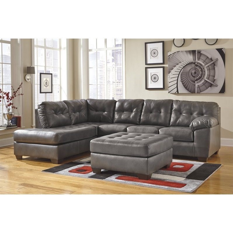 Signature Design By Ashley Left Chaise Sectional With Ottoman In Gray   528735 L 