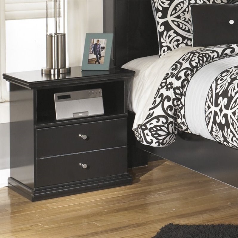 Ashley Furniture Maribel 1 Drawer Wood Nightstand in Black Homesquare