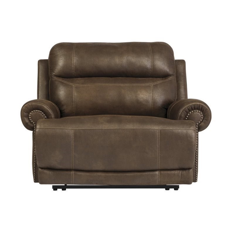 ashley furniture austere faux leather zero wall recliner in brown 3840052