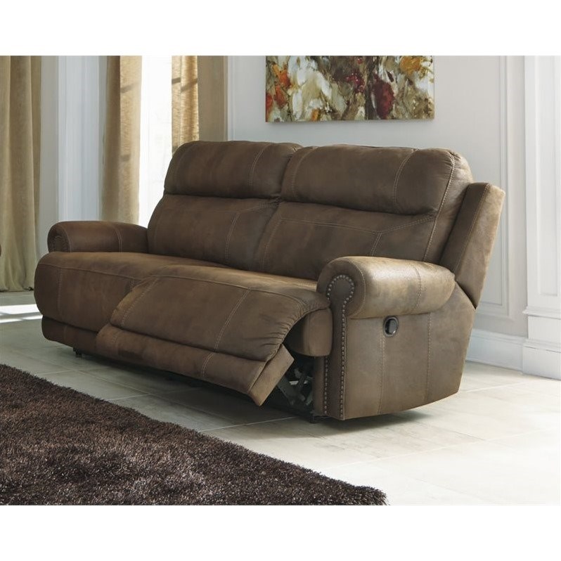 ashley furniture austere 2 seat faux leather reclining sofa in brown