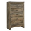 Ashley Furniture Trinell 5 Drawer Wood Chest in Brown