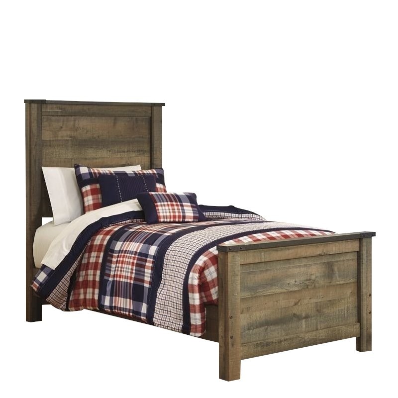 ashley furniture trinell wood twin panel bed in brown b446525383kit