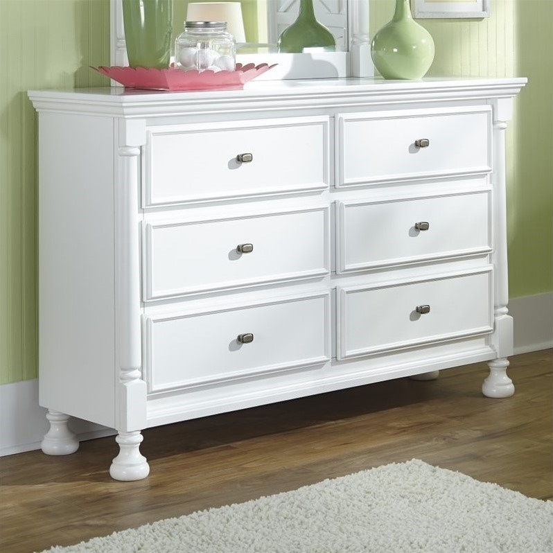 Ashley Furniture Kaslyn 6 Drawer Wood Double Dresser in White Homesquare
