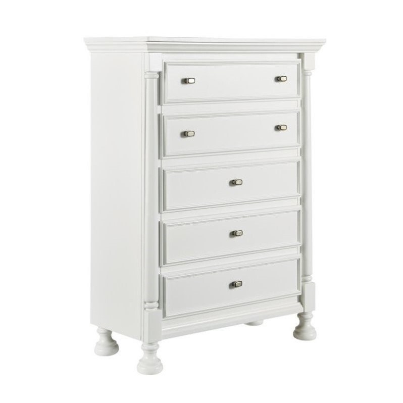 Ashley Furniture Kaslyn 5 Drawer Wood Chest in White Homesquare