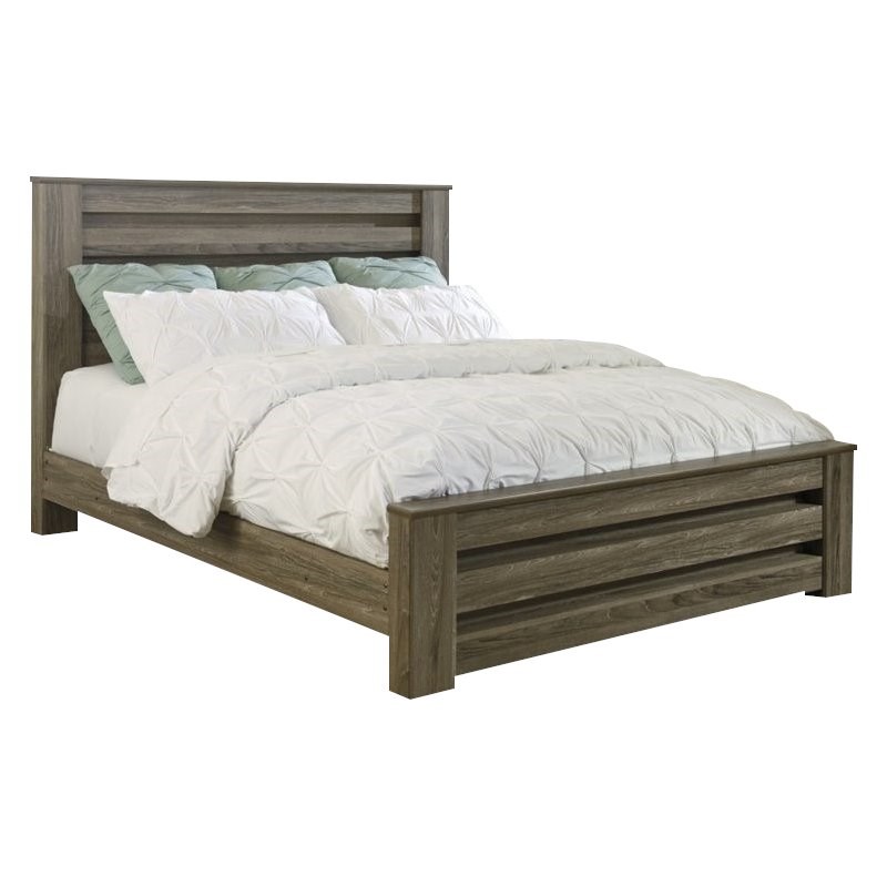 Ashley Furniture Zelen Wood King Rail Panel Bed in Brown | Homesquare