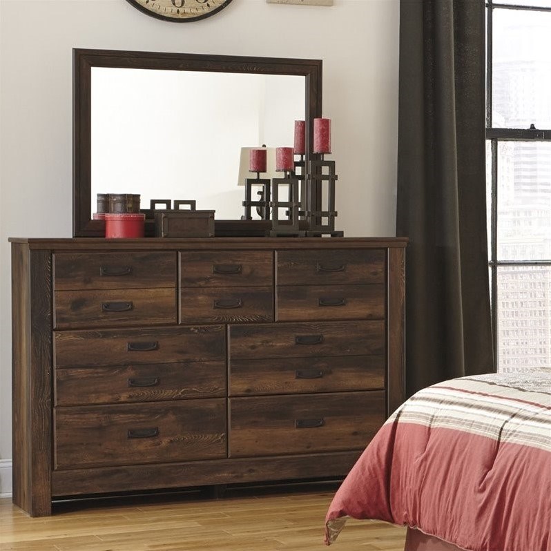 Ashley Furniture Quinden 2 Piece Wood Dresser Set in Dark Brown