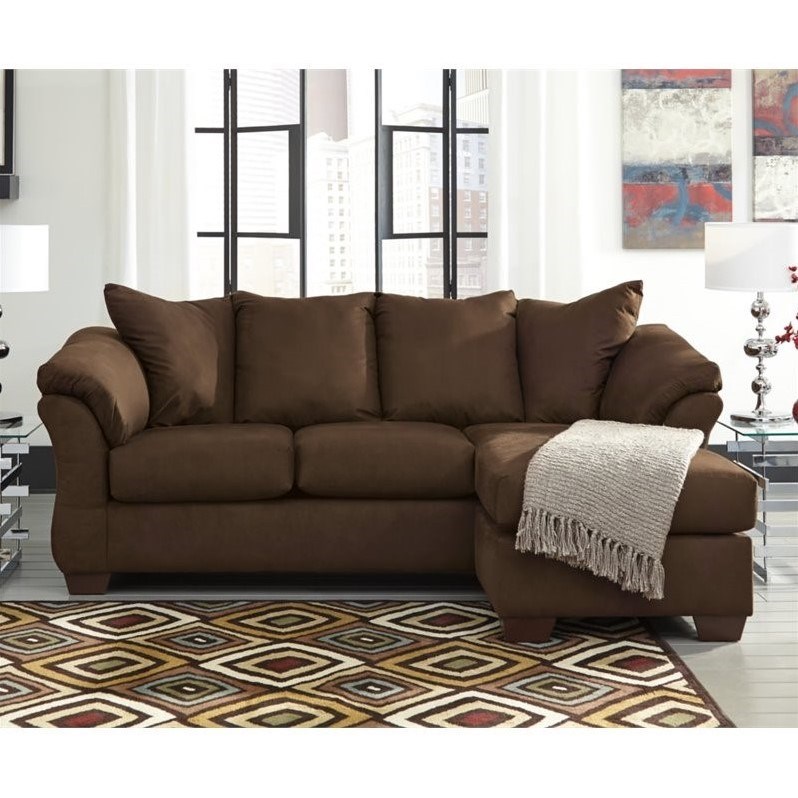 ashley furniture darcy fabric chaise sofa in cafe - 7500418