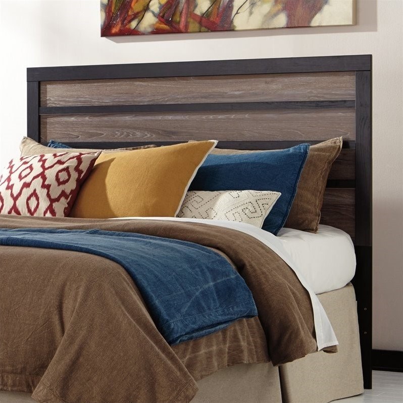 ashley furniture harlinton wood full queen panel headboard in brown ...