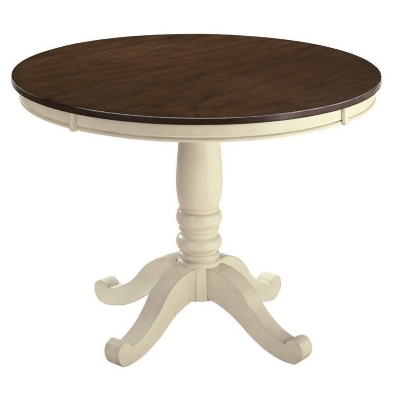 Ashley Whitesburg Round Dining Table in Brown and Cottage White