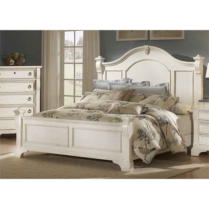 American Woodcrafters Heirloom Solid Wood King Poster Bed in Antique White