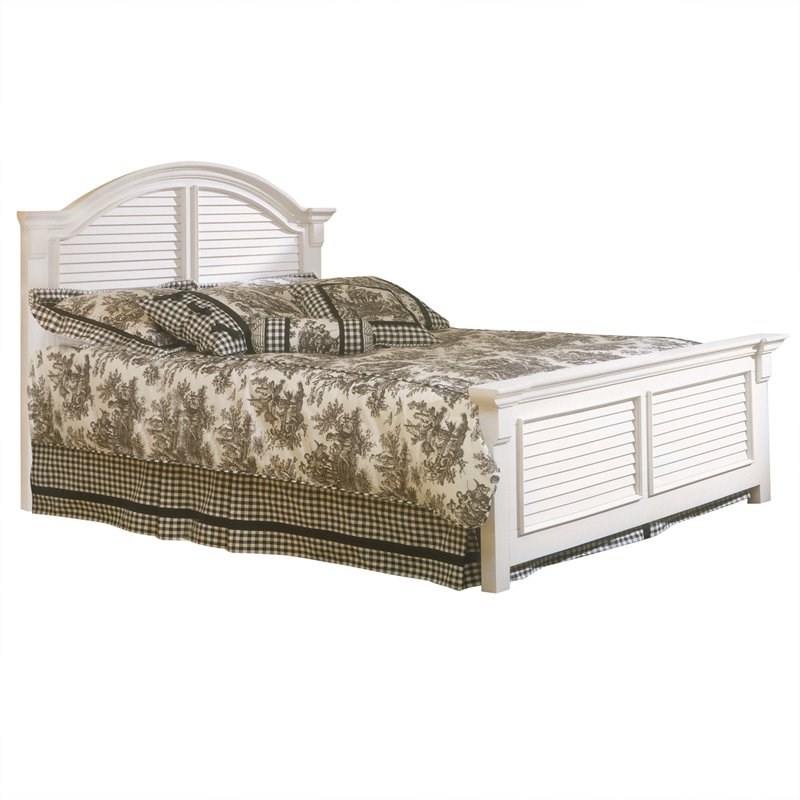 Cottage Traditions Solid Wood King Panel Bed in Eggshell White