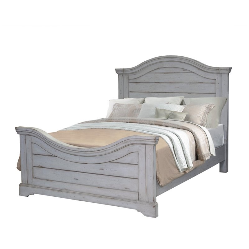 American Woodcrafters Stonebrook Solid Wood Queen Panel Bed in Antique Gray