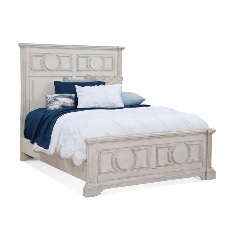 Brighten Distressed Antique White King Panel Bed