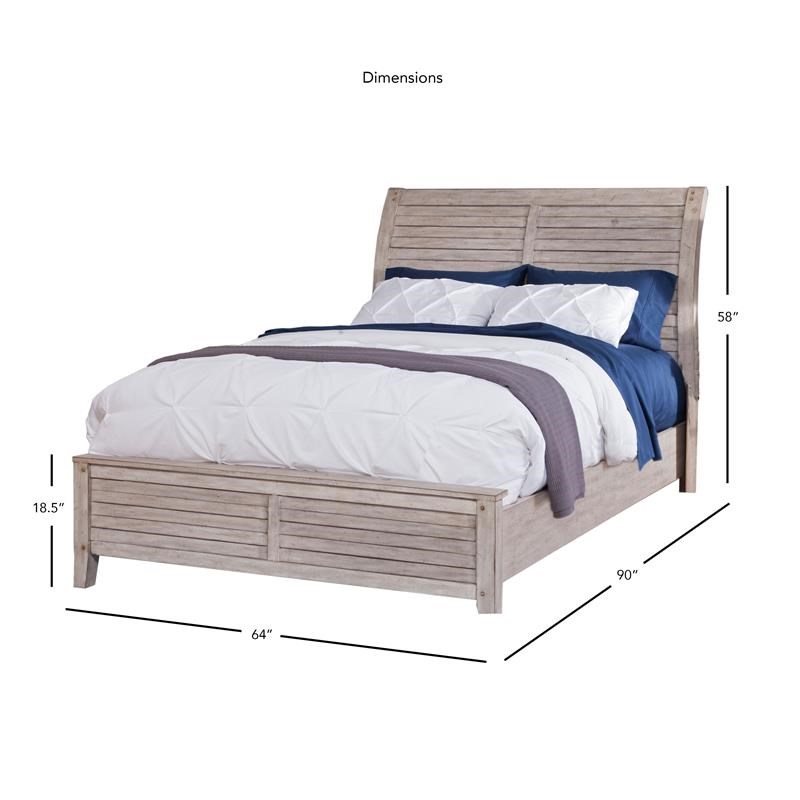 Aurora Whitewashed Queen Sleigh Bed